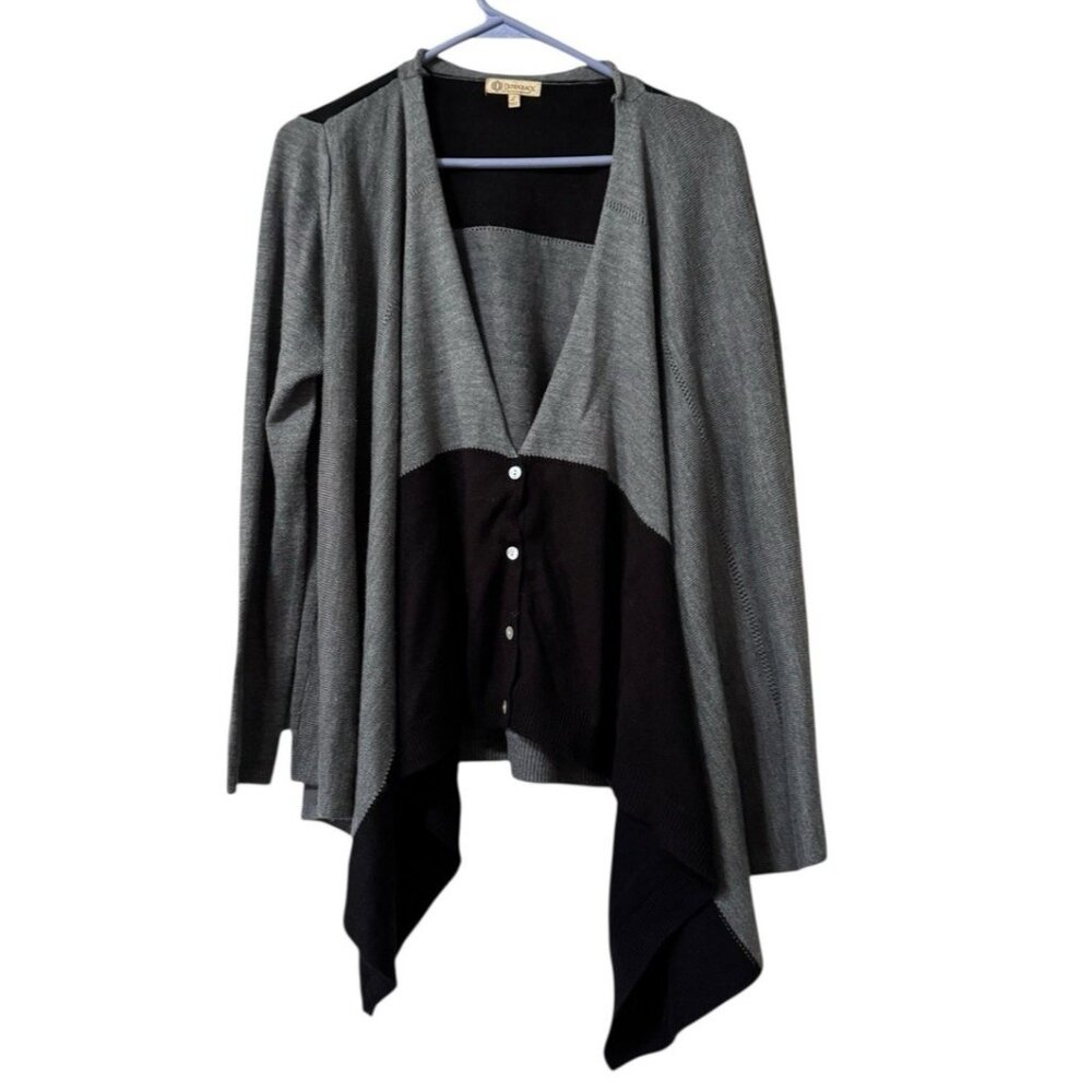 Democracy‎ Sweater Women Sz Large Asymmetrical Button Down Long Sleeve Cardigan